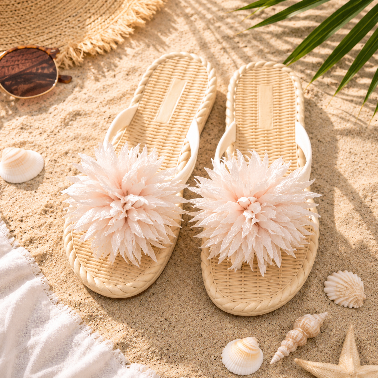 Elegant Flower Beach Slippers for Women