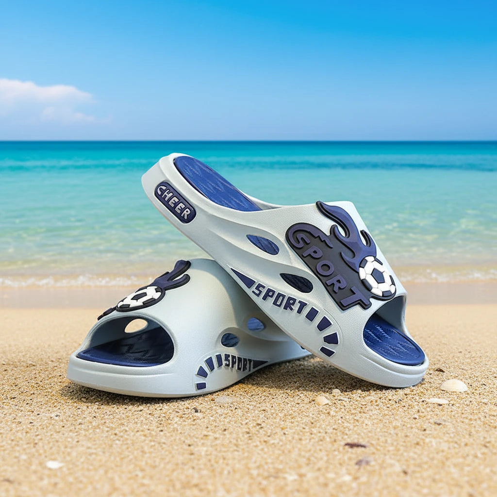 New Summer Cartoon Football Beach Slide Sandals for Boys