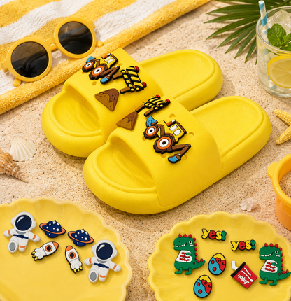 Cute Cartoon Summer Beach Slides for Toddler Boys & Girls