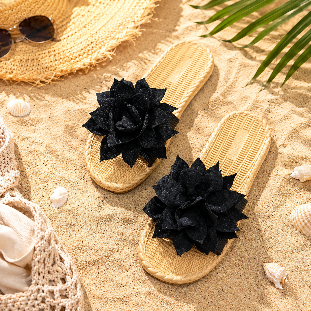 Elegant Flower Beach Slippers for Women