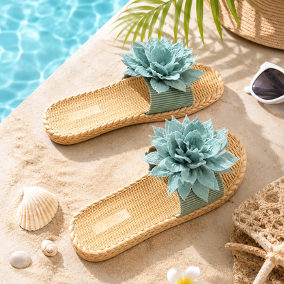 Elegant Flower Beach Slippers for Women