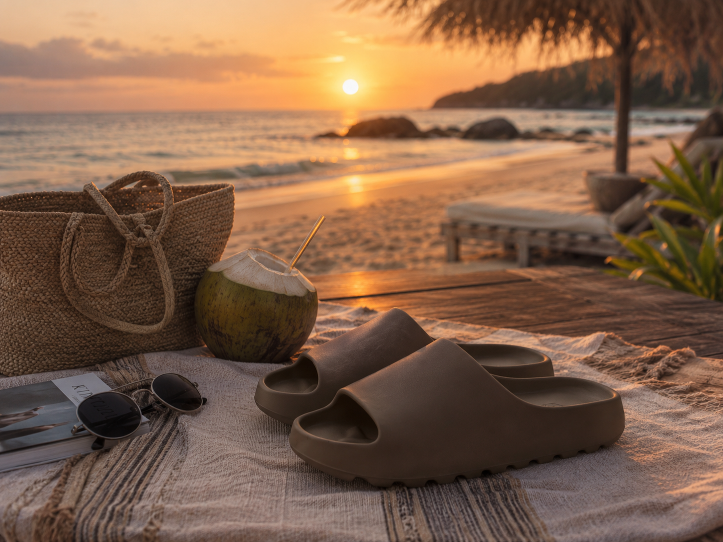 Men’s Coconut Cloud Slides Soft Thick Sole Beach Slippers
