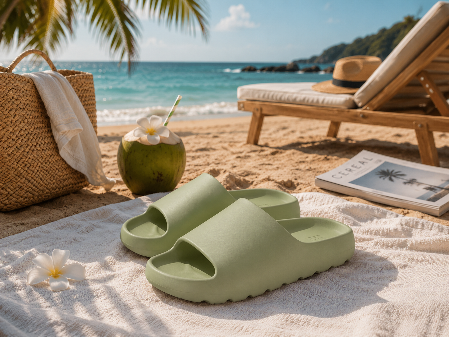 Men’s Coconut Cloud Slides Soft Thick Sole Beach Slippers