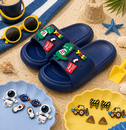 Cute Cartoon Summer Beach Slides for Toddler Boys & Girls