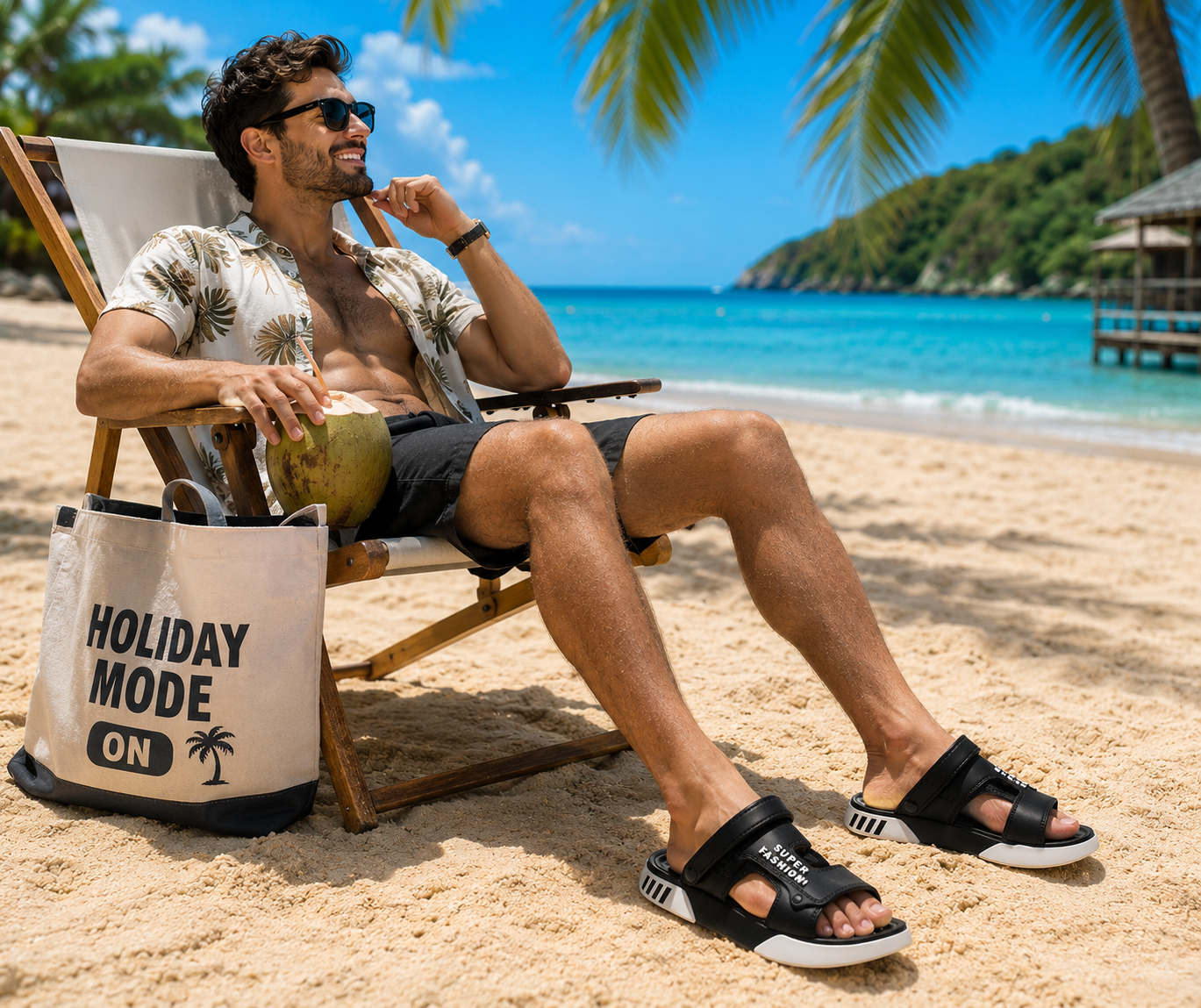 Men Lightweight Soft Sole Beach Slides