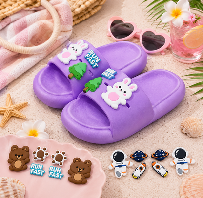Cute Cartoon Summer Beach Slides for Toddler Boys & Girls