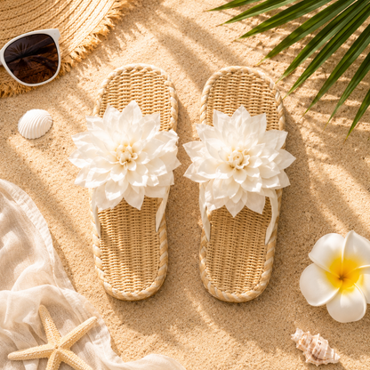 Elegant Flower Beach Slippers for Women